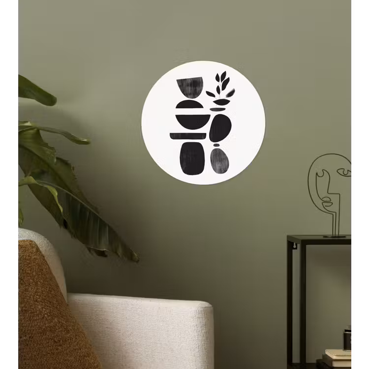 Japandi - Zwart - Abstract Wandcirkel behangsticker klein -sfeer2