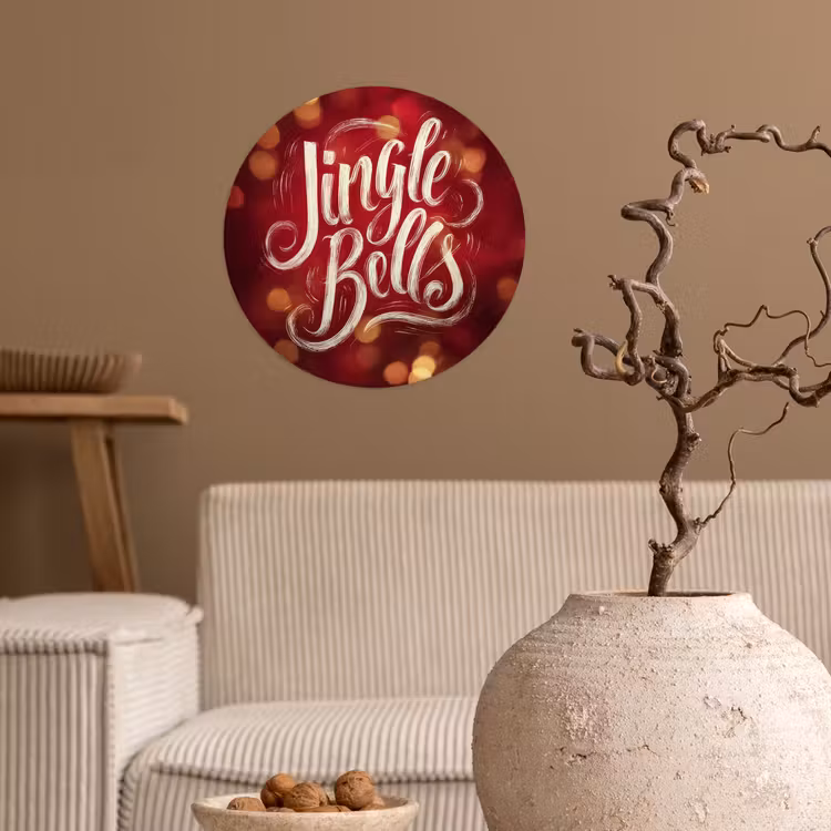 Jingle - Bells - Kerst - Rood Wandcirkel behangsticker klein -sfeer1