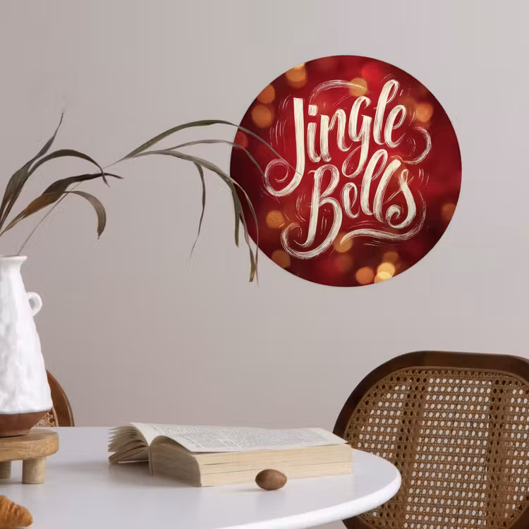 Jingle - Bells - Kerst - Rood Wandcirkel behangsticker klein -sfeer3