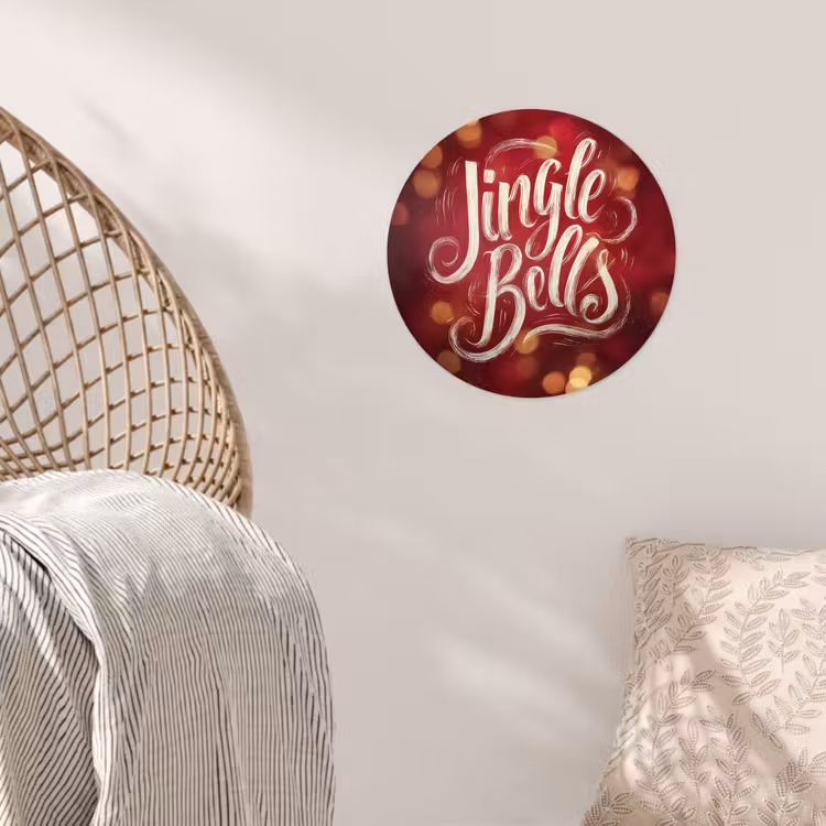 Jingle - Bells - Kerst - Rood Wandcirkel behangsticker klein -sfeer4