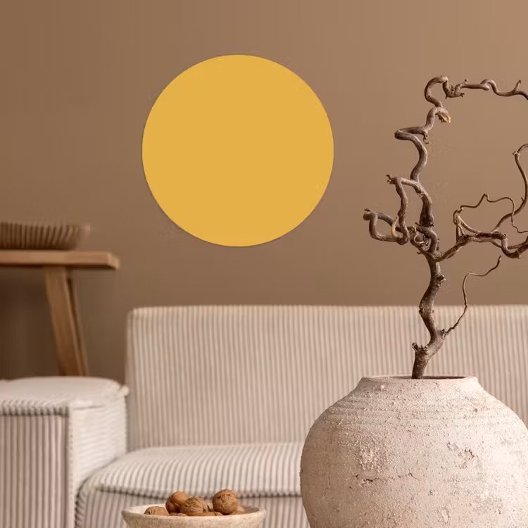 Joyful - Mustard - Geel Wandcirkel behangsticker klein 186 -sfeer1