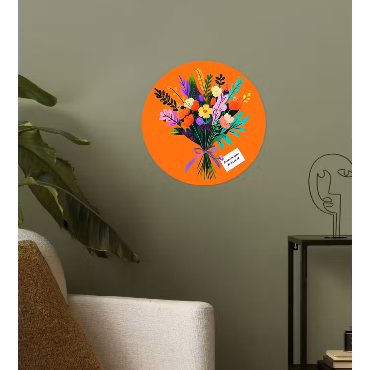 Kaartje - Boeket - Bloemen Wandcirkel behangsticker klein -sfeer2