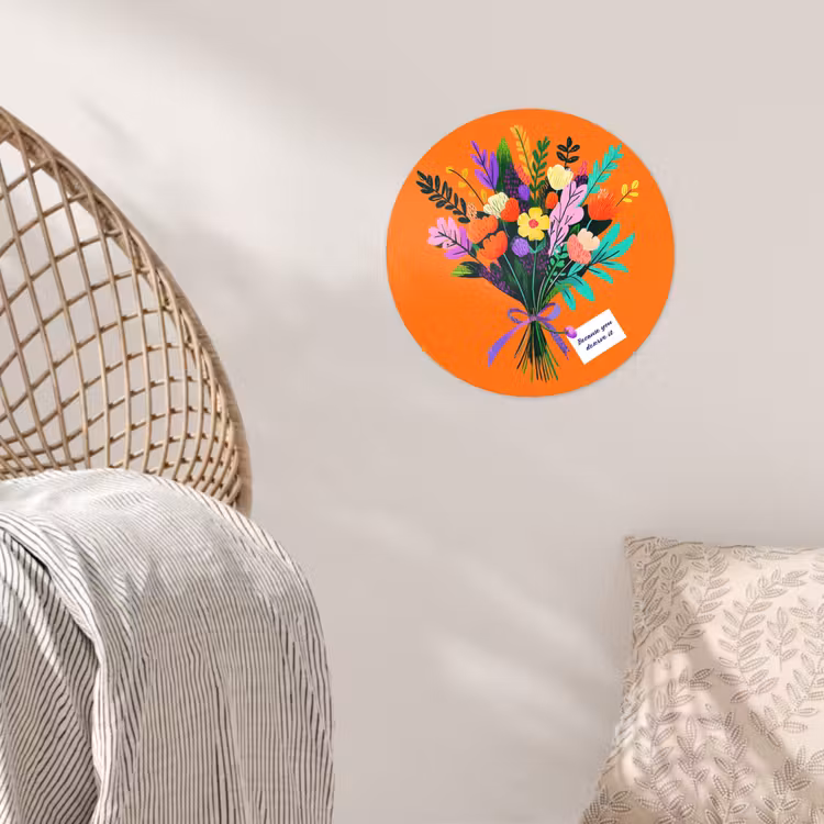 Kaartje - Boeket - Bloemen Wandcirkel behangsticker klein -sfeer4