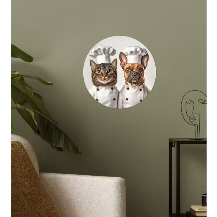 Kat - Hond - Kokskleding Wandcirkel behangsticker klein -sfeer2