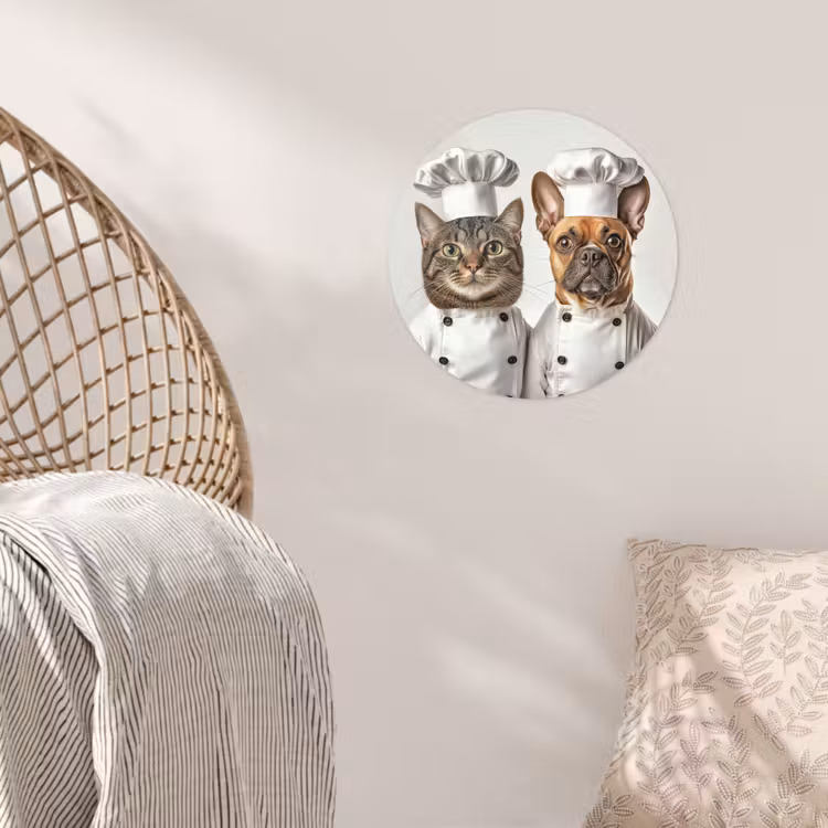 Kat - Hond - Kokskleding Wandcirkel behangsticker klein -sfeer4