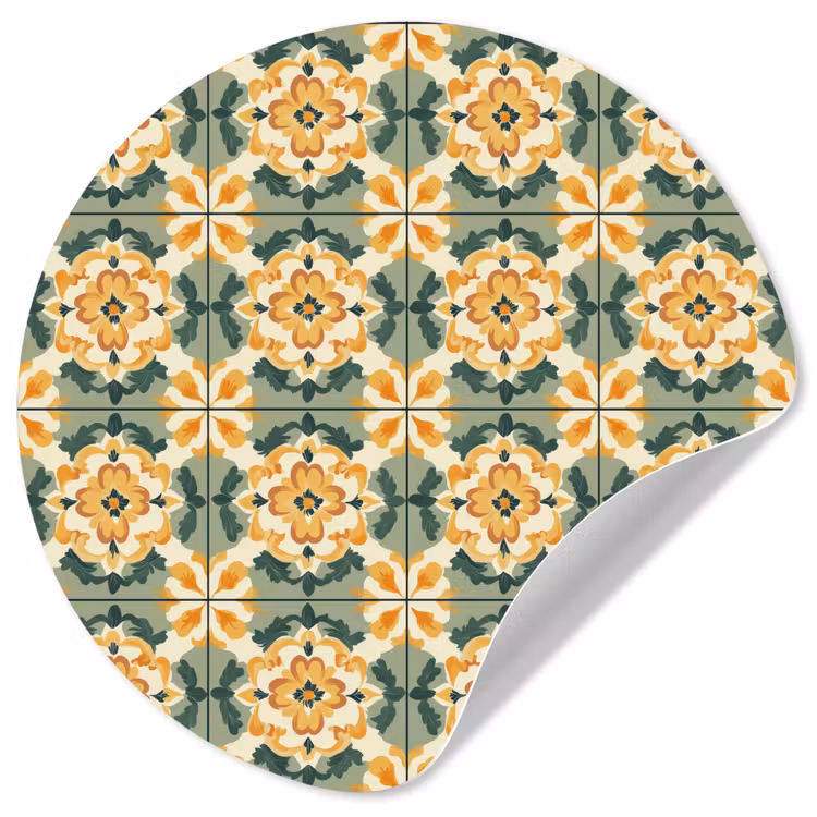 Keramiek - Verweerd - Kleurrijk Wandcirkel behangsticker klein 186 -3d