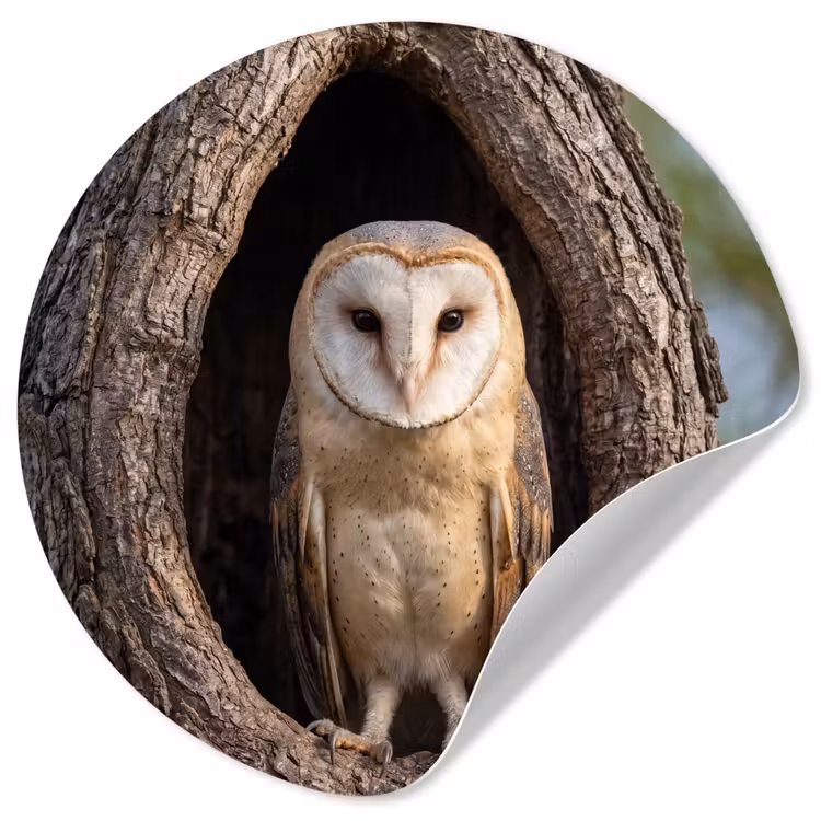 Kerkuil - Boom - Natuur - Bruin Wandcirkel behangsticker klein -3d