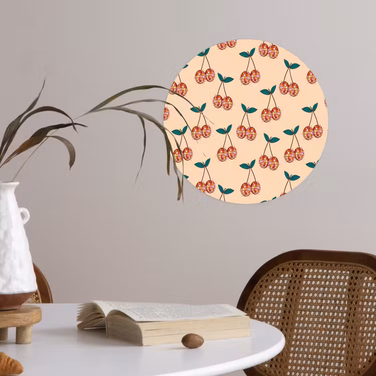 Kers - Disco - Patroon Wandcirkel behangsticker klein 186 -sfeer3