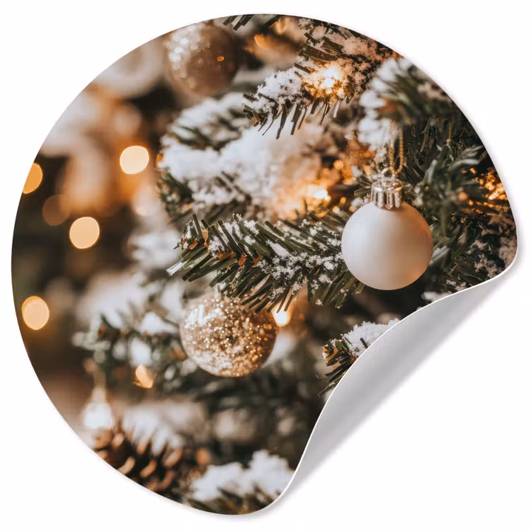 Kerst - Kerstboom - Winter - Binnen - Sneeuw Wandcirkel behangsticker klein -3d