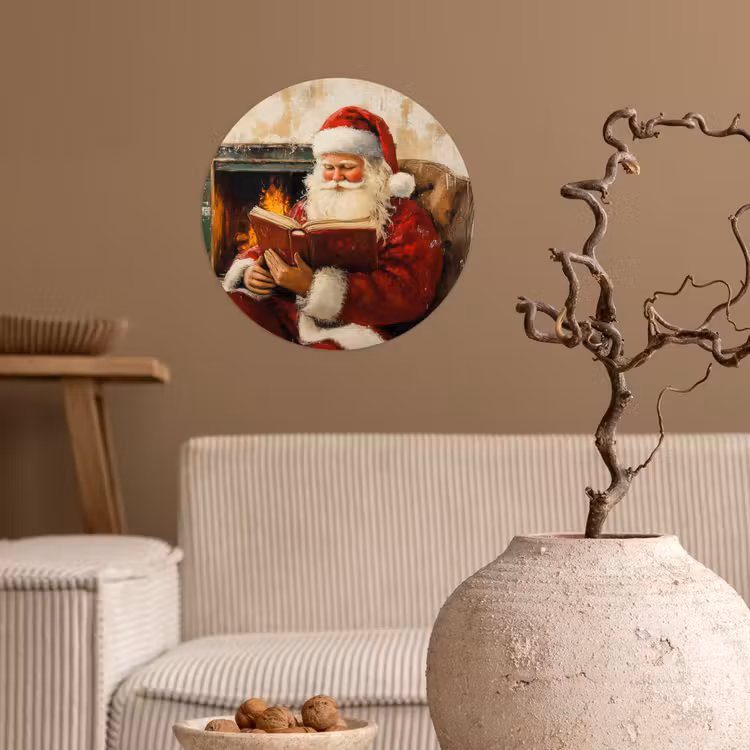 Kerst - Kerstman - Winter - Open Haard Wandcirkel behangsticker klein -sfeer1