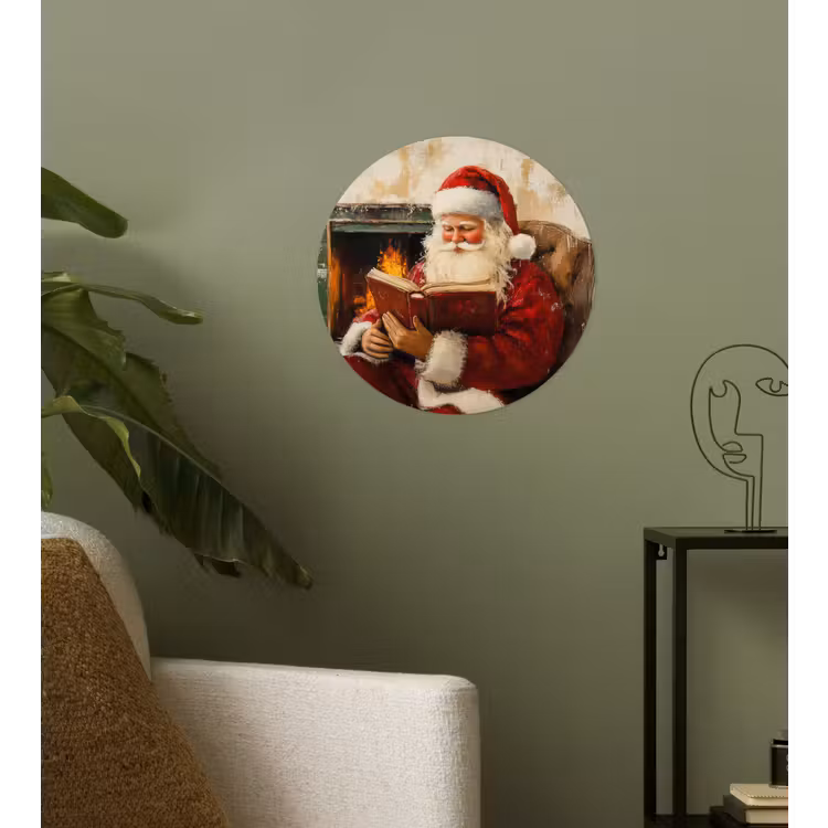 Kerst - Kerstman - Winter - Open Haard Wandcirkel behangsticker klein -sfeer2