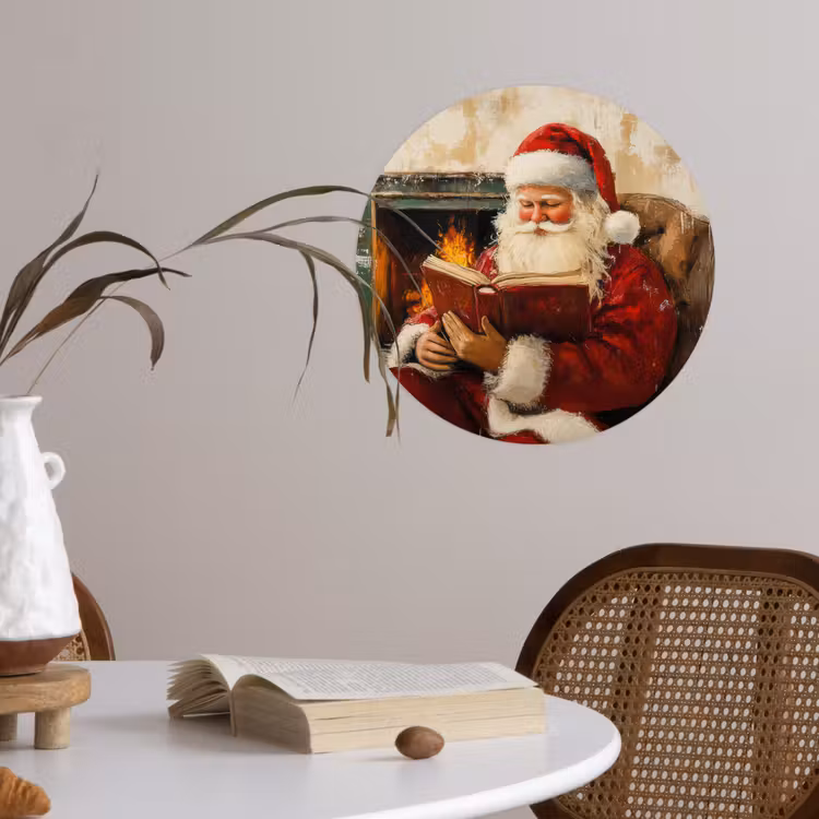 Kerst - Kerstman - Winter - Open Haard Wandcirkel behangsticker klein -sfeer3