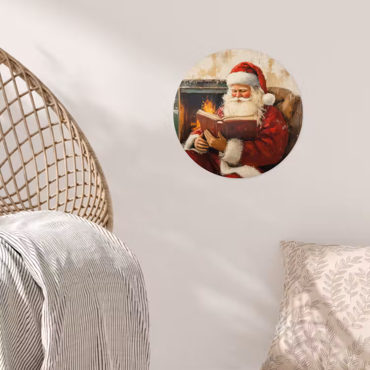 Kerst - Kerstman - Winter - Open Haard Wandcirkel behangsticker klein -sfeer4