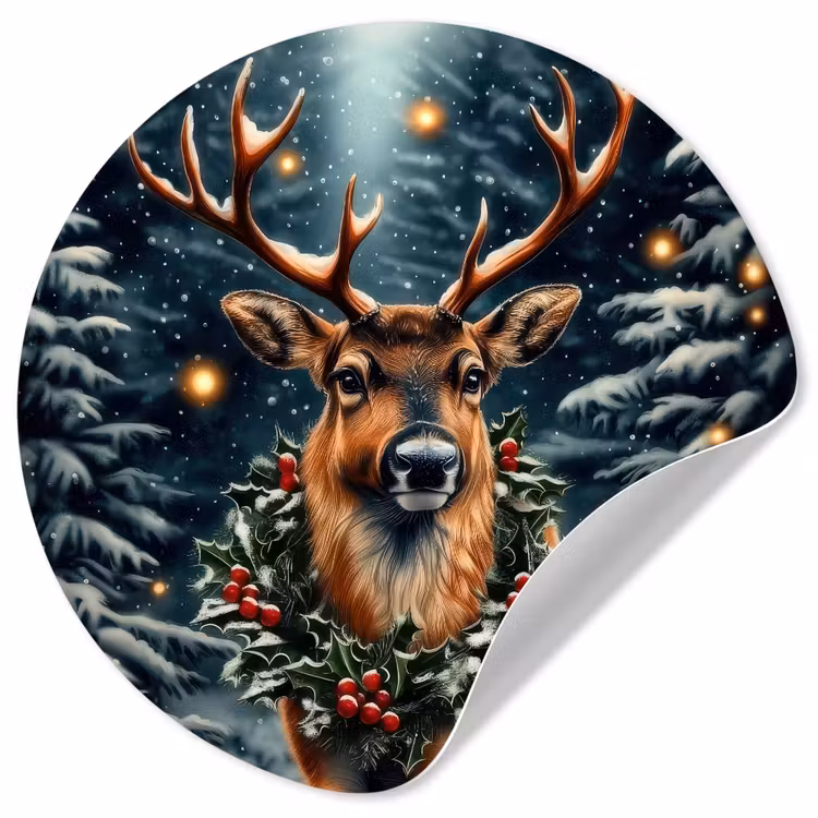Kerst - Magie - Bos - Kleurrijk Wandcirkel behangsticker klein -3d