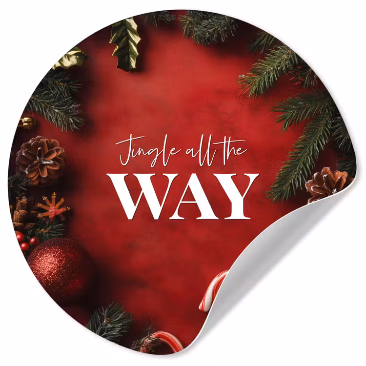 Kerst - Quote - Rood - Kerstballen Wandcirkel behangsticker klein -3d