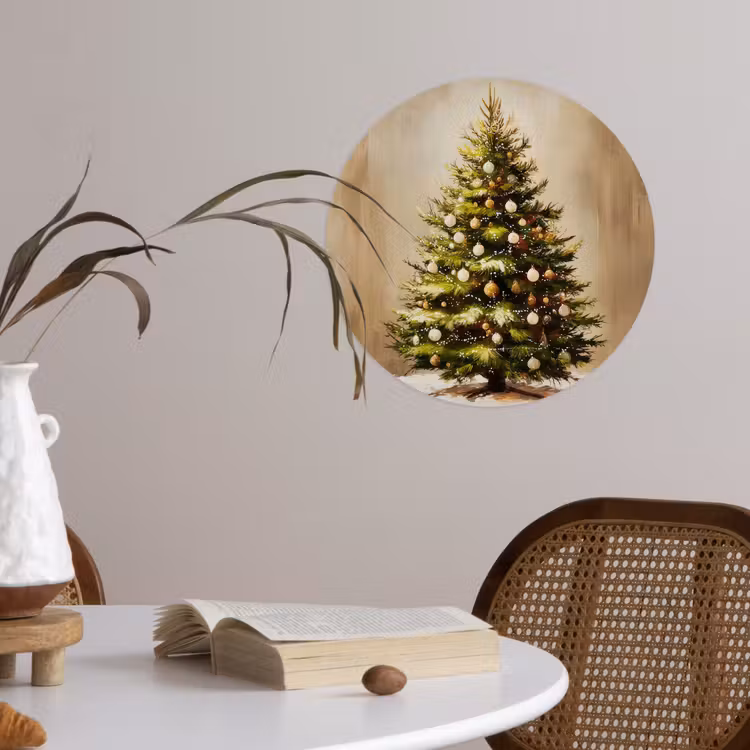 Kerst - Sfeer - Groen Wandcirkel behangsticker klein -sfeer3