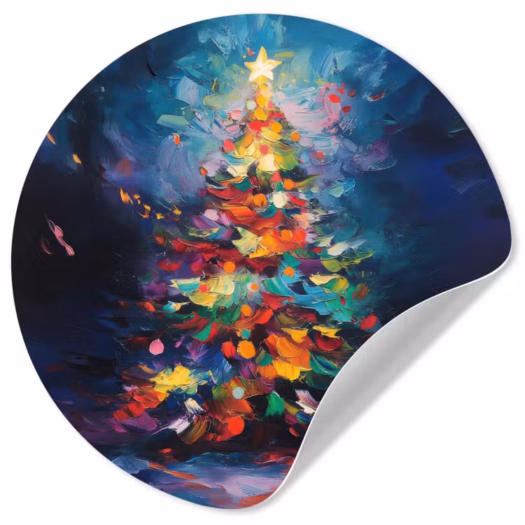 Kerstboom - Kerst - Abstract - Kleurrijk Wandcirkel behangsticker klein -3d