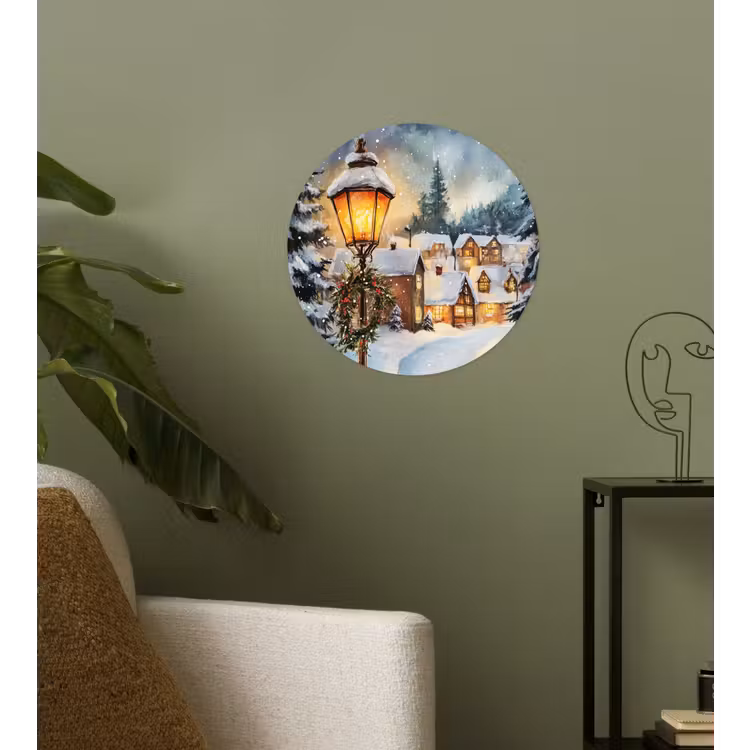 Kerstdorp - Huizen - Sneeuw - Kerst Wandcirkel behangsticker klein -sfeer2