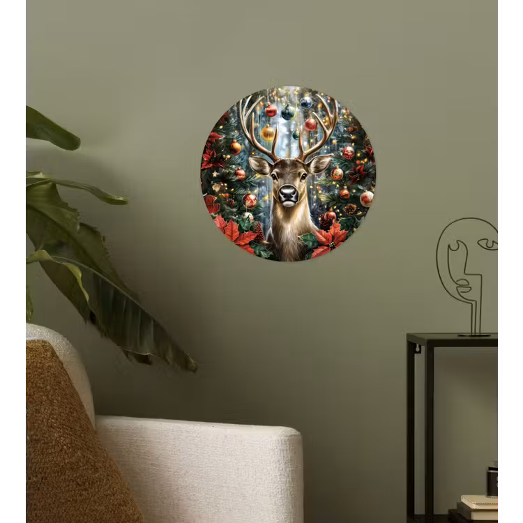 Kerstfeest - Dennenbos - Rood Wandcirkel behangsticker klein -sfeer2
