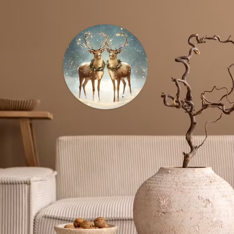 Kerstmagie - Winterwoud - Rendier Wandcirkel behangsticker klein -sfeer1