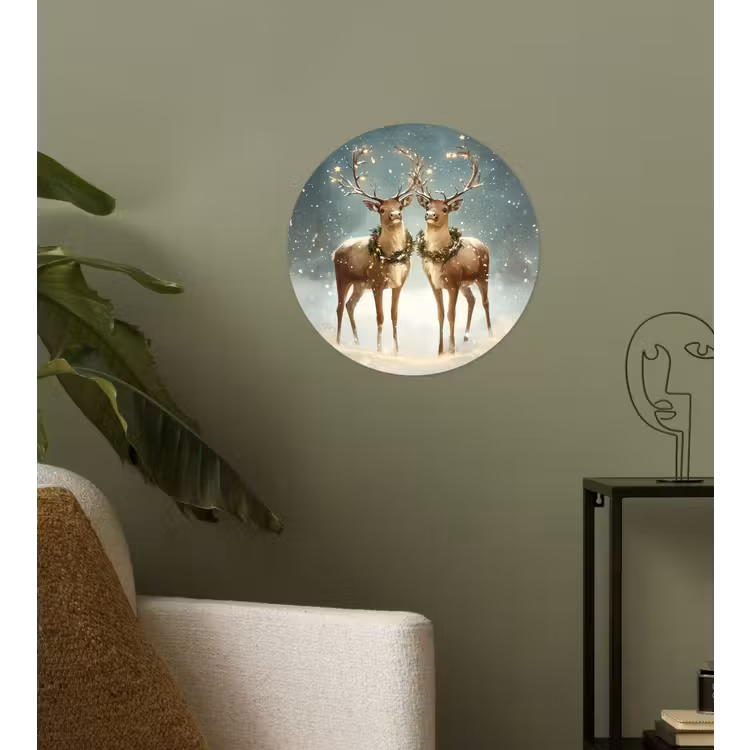 Kerstmagie - Winterwoud - Rendier Wandcirkel behangsticker klein -sfeer2