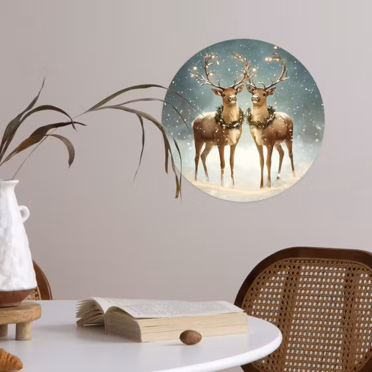 Kerstmagie - Winterwoud - Rendier Wandcirkel behangsticker klein -sfeer3