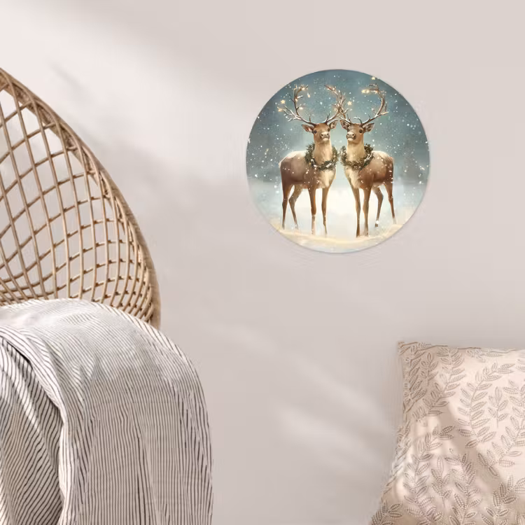 Kerstmagie - Winterwoud - Rendier Wandcirkel behangsticker klein -sfeer4