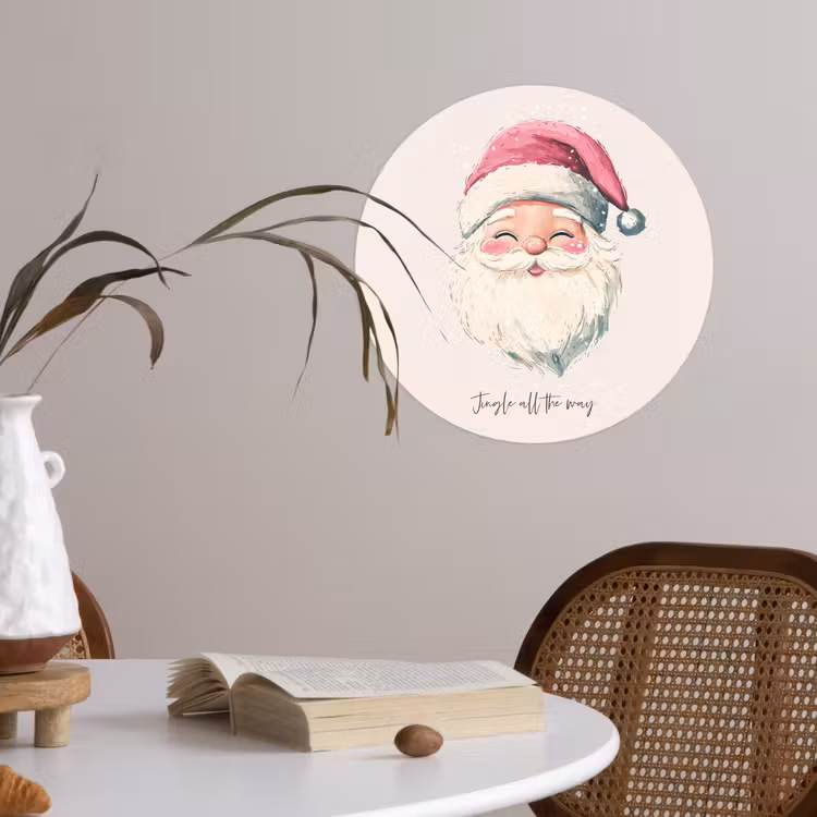 Kerstman - Kerst - Quote - Beige Wandcirkel behangsticker klein -sfeer3