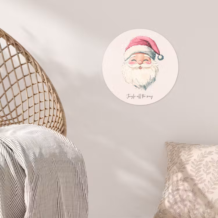 Kerstman - Kerst - Quote - Beige Wandcirkel behangsticker klein -sfeer4