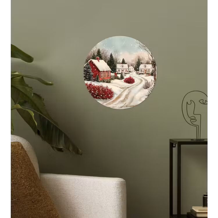 Kerstsfeer - Landelijk - Rood Wandcirkel behangsticker klein -sfeer2