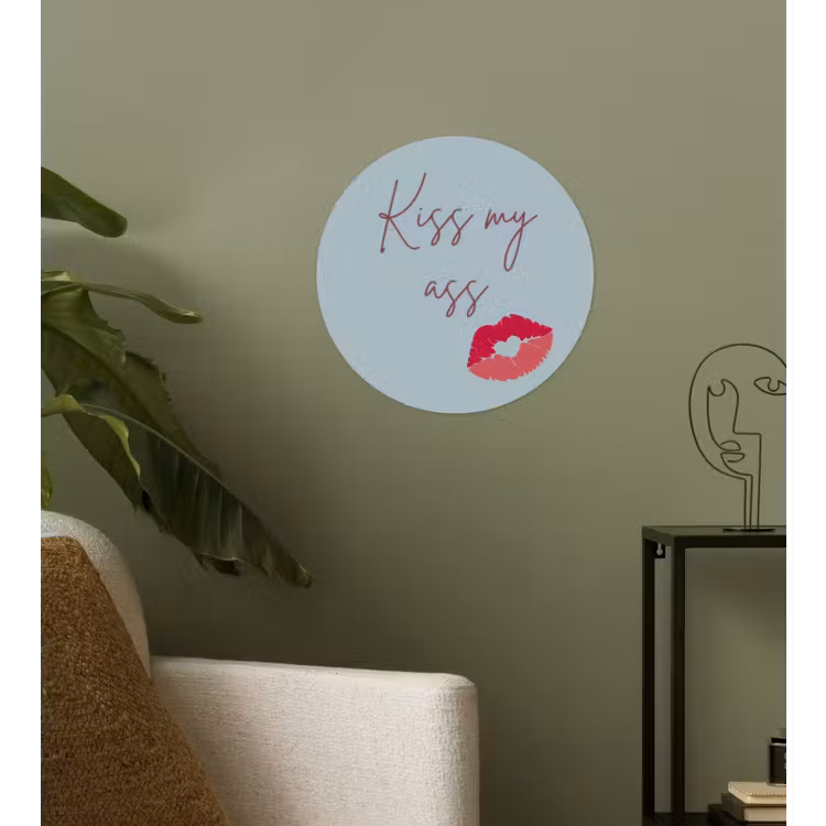 Kiss my ass - Lip - Blauw Wandcirkel behangsticker klein -sfeer2