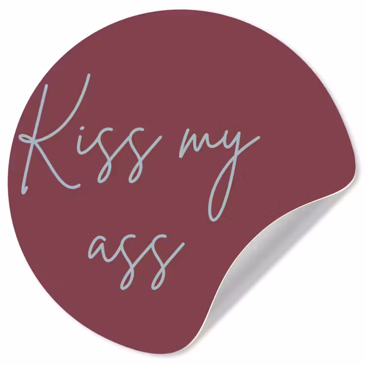 Kiss my ass - Lip - Bordeaux Wandcirkel behangsticker klein -3d