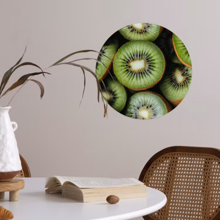 Kiwi - Fruit - Groen Wandcirkel behangsticker klein -sfeer3