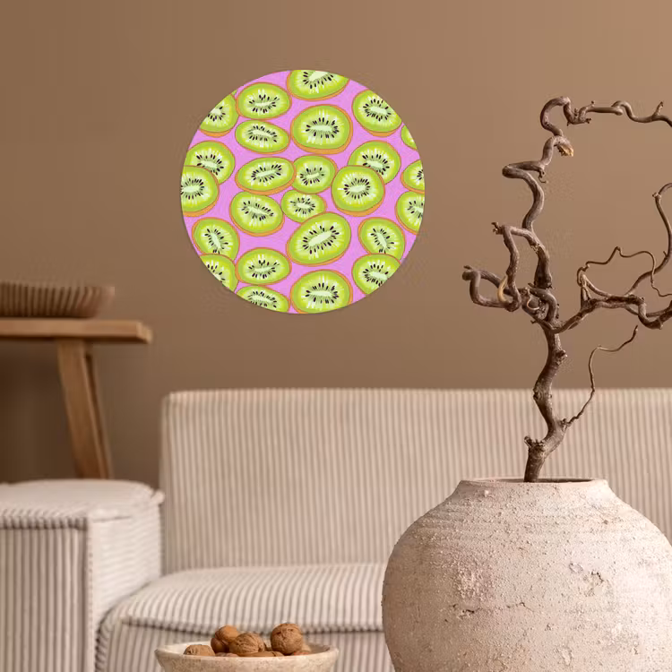 Kiwi - Speels - Groen Wandcirkel behangsticker klein 186 -sfeer1