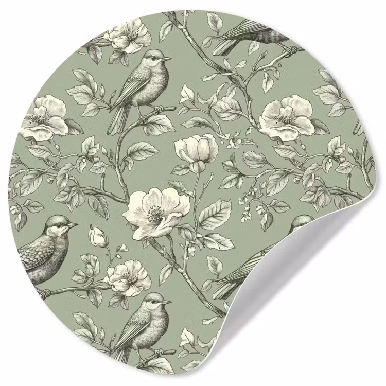 Klassiek - Botanisch - Groen Wandcirkel behangsticker klein 186 -3d