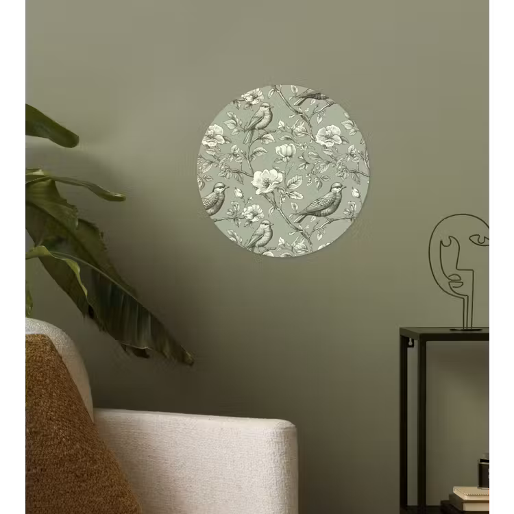 Klassiek - Botanisch - Groen Wandcirkel behangsticker klein 186 -sfeer2