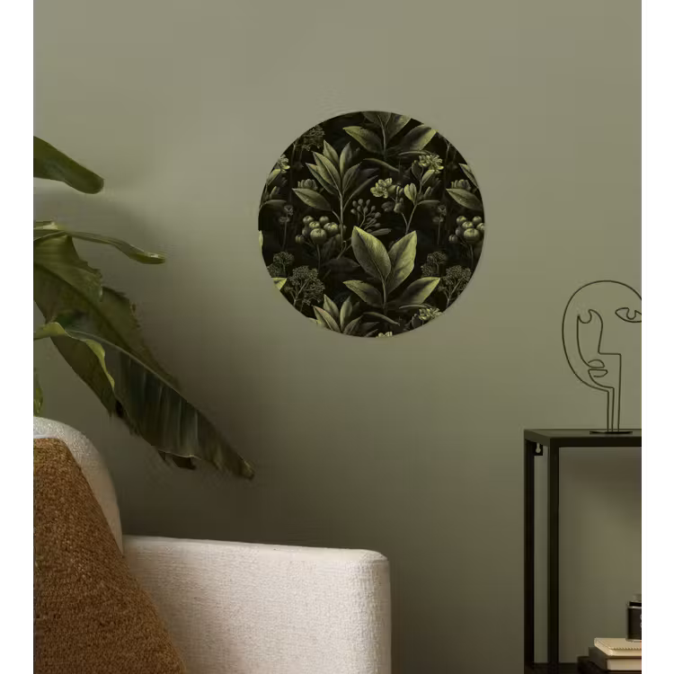Klassiek - Donker - Botanisch - Planten Wandcirkel behangsticker klein 186 -sfeer2