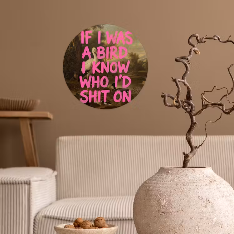 Klassiek - Humor - Roze Wandcirkel behangsticker klein -sfeer1