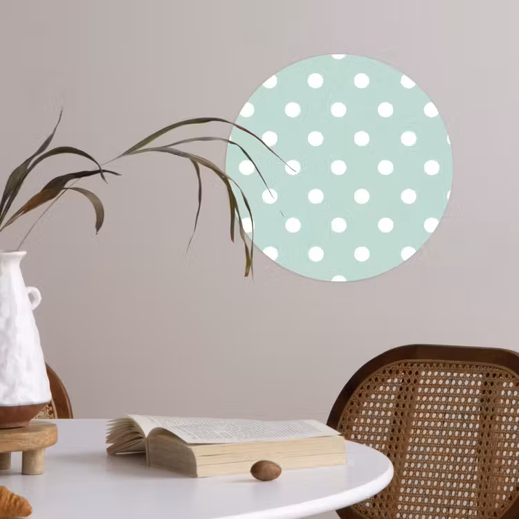 Klassiek - Polka - Groen Wandcirkel behangsticker klein 186 -sfeer3