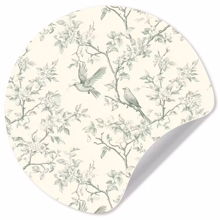 Klassiek - Vogels - Groen Wandcirkel behangsticker klein 186 -3d