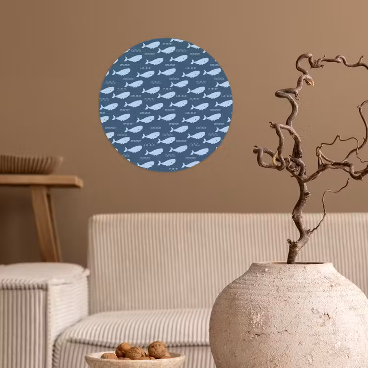 Klein - Oceaan - Golven - Blauw Wandcirkel behangsticker klein 186 -sfeer1