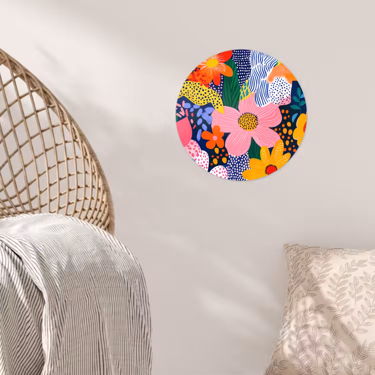 Kleurrijk - Bloemen - Abstract - Stippen Wandcirkel behangsticker klein -sfeer4