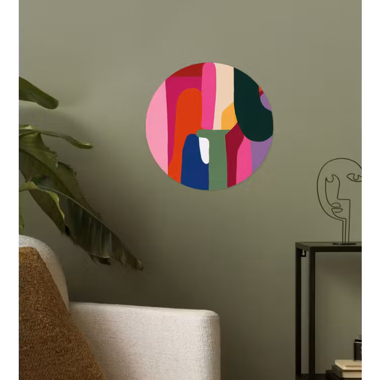 Kleurvakken - Recht - Rond - Abstract Wandcirkel behangsticker klein -sfeer2