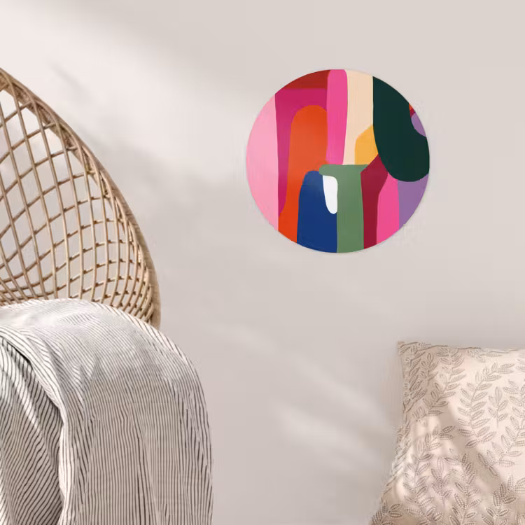 Kleurvakken - Recht - Rond - Abstract Wandcirkel behangsticker klein -sfeer4