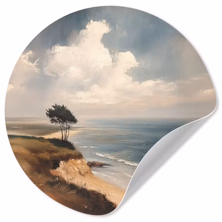 Klif - Zee - Boom Wandcirkel behangsticker klein -3d
