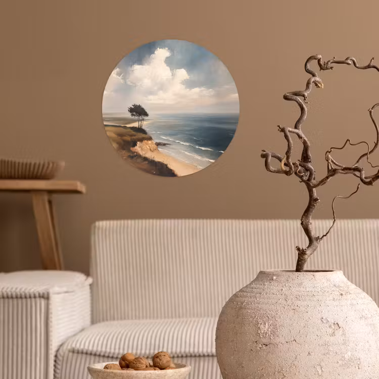 Klif - Zee - Boom Wandcirkel behangsticker klein -sfeer1