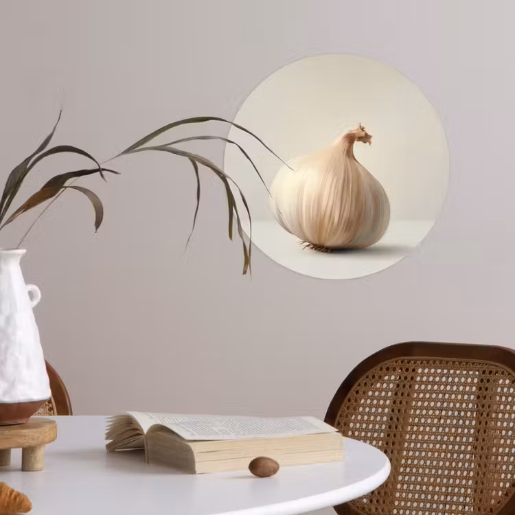 Knoflook - Natuurlijk - Beige Wandcirkel behangsticker klein -sfeer3