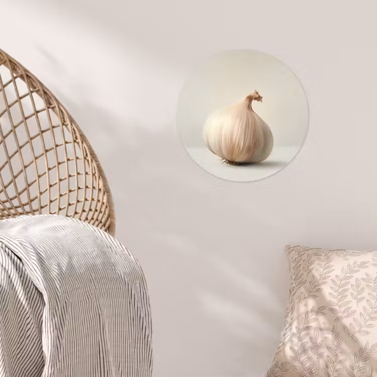 Knoflook - Natuurlijk - Beige Wandcirkel behangsticker klein -sfeer4