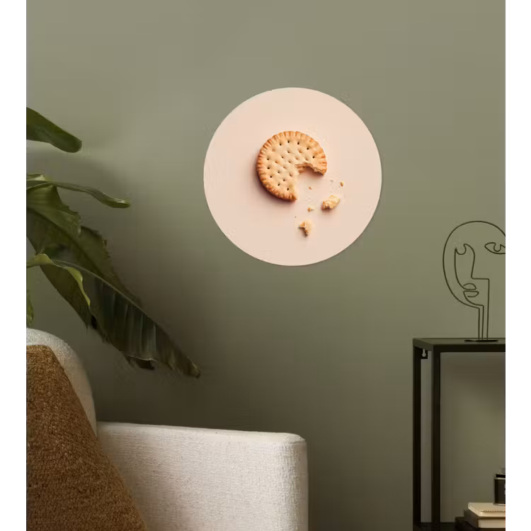 Koekje - Kruimels - beige Wandcirkel behangsticker klein -sfeer2