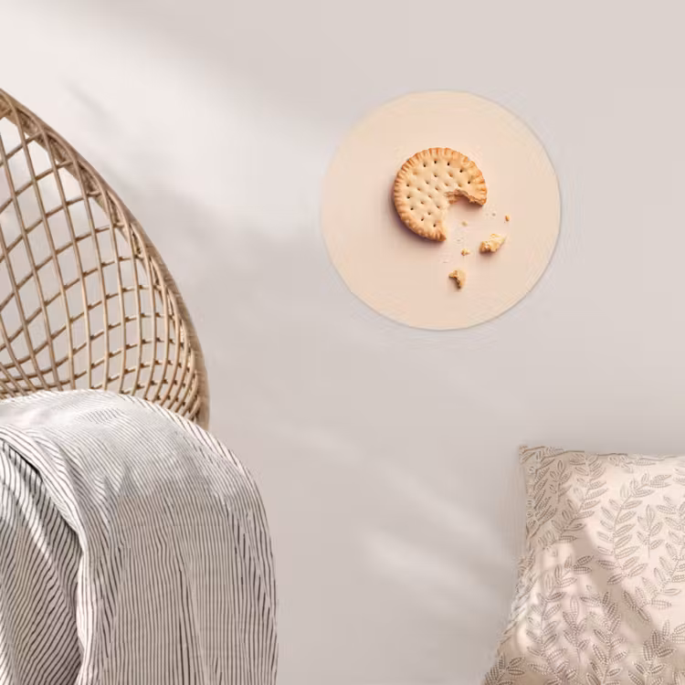 Koekje - Kruimels - beige Wandcirkel behangsticker klein -sfeer4